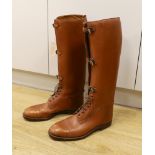 A pair of Gentleman’s brown leather riding boots, size approx. 10, from heel 51cms high