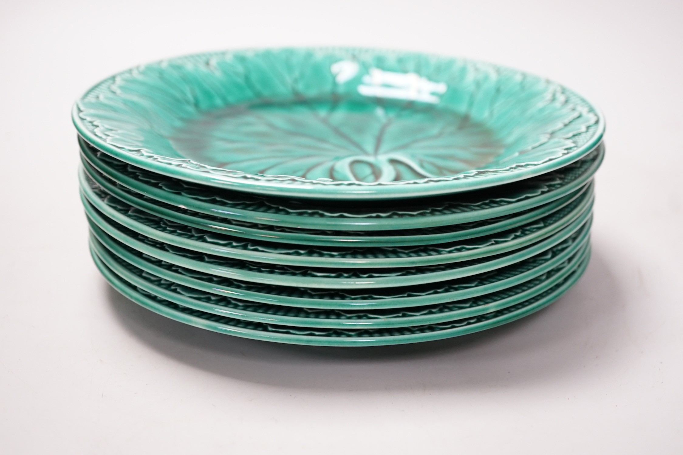 A set of eight Wedgwood cabbage leaf plates, 20cm - Image 2 of 3