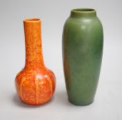 Two Pilkingtons Royal Lancastrian vases, 2896 and 2556. Tallest 21cm