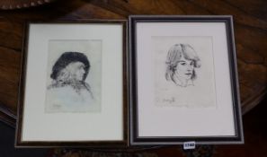 Llewellyn Petley-Jones (1908-1986), two etchings, 'Trishia' and 'The Fur Hat', signed in pencil,