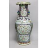 A large 19th century Chinese famille rose baluster vase, 60cms high
