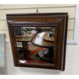 A William and Mary walnut veneered cushion framed wall mirror, width 56cm, height 57cm