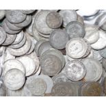 UK coins - A quantity of George V and later Florins, halfcrowns, shillings etc.