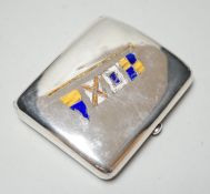 A late Victorian silver and enamelled cigarette case, London, 1896, 82mm.