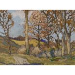 James Wright RSW (Scottish 1885-1947), pastel, 'A farm road, Rosneath', signed, 26 x 36cm