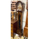 A 20th century mahogany chiming grandmother clock, height 182cm