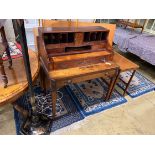 A George III and later inlaid mahogany writing desk, adapted, width 100cm, depth 62cm, height 115cm