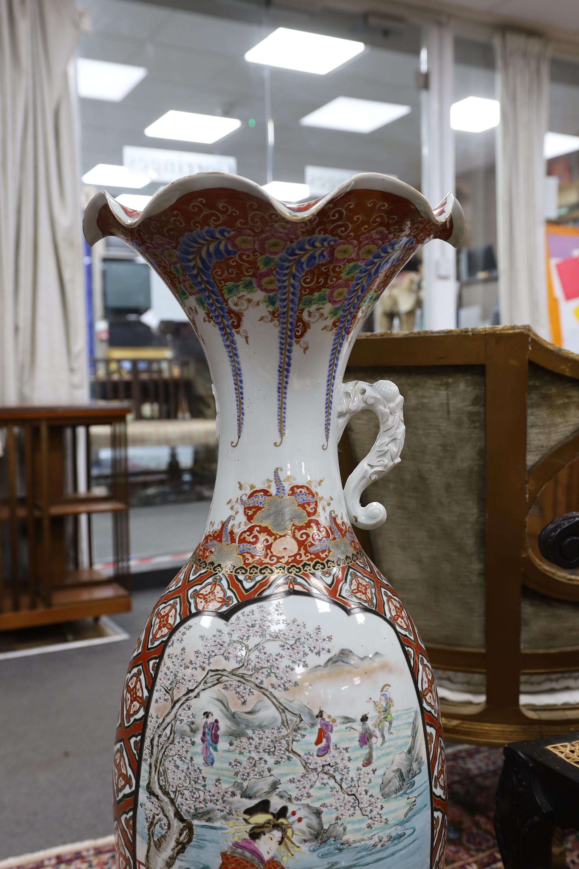 A large Japanese porcelain floor vase, 106cm - Image 5 of 7