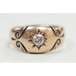 A Victorian 18ct gold and gypsy set solitaire diamond ring, size O, gross weight 3.9 grams.