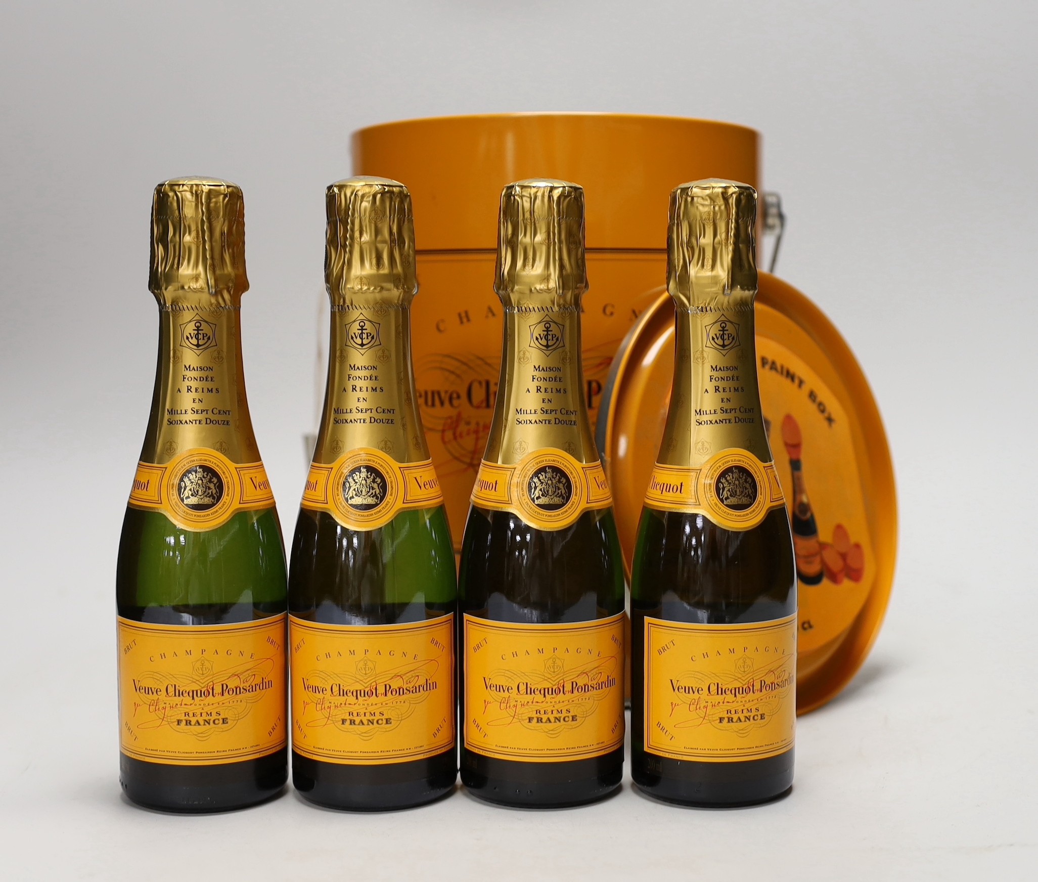 Veuve Clicquot Ponjardin champagne 4 x 20cl in ‘paint box’