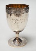 A Victorian silver goblet with Greek key banding, by Hunt & Roskell, (ex Storr & Mortimer),