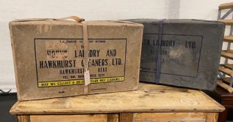 Two vintage Hawkhurst and Burwash laundry boxes, width 60cm