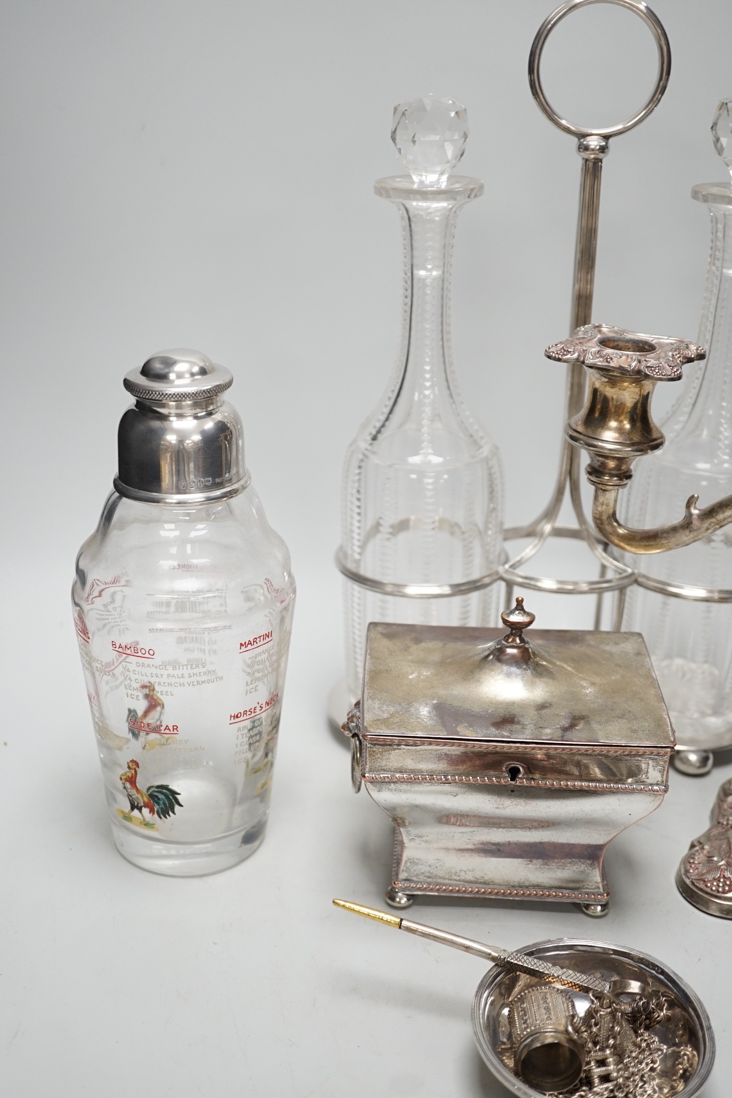 Assorted plated items including a decanter stand with two bottles, by Hukin & Heath and a tea - Image 5 of 5