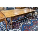 An 18th century style rectangular oak refectory dining table, length 227cm, depth 92cm, height 76cm