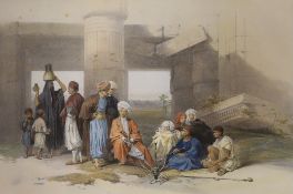 David Roberts RA, hand-coloured lithograph, 'Entrance to the Temple of Amun, Thebes', visible sheet,