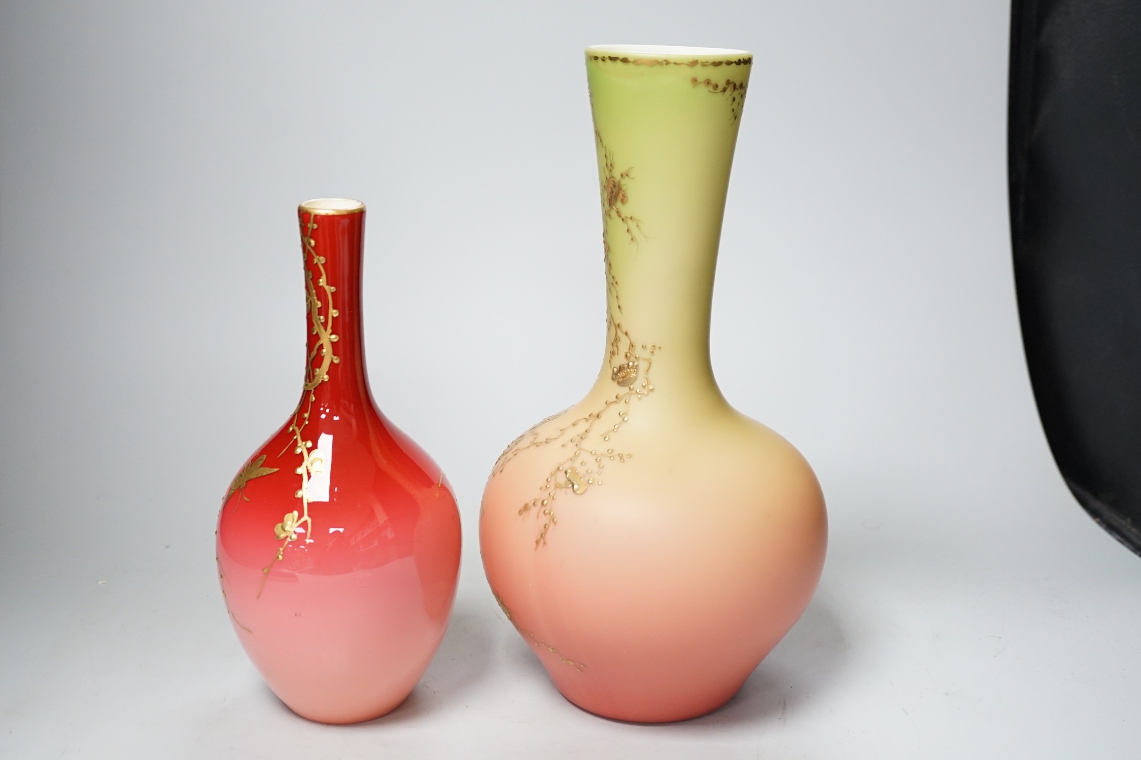 A gilded glass vase in the style of Jules Barbe and one other gilded coloured glass vase, tallest - Image 2 of 6