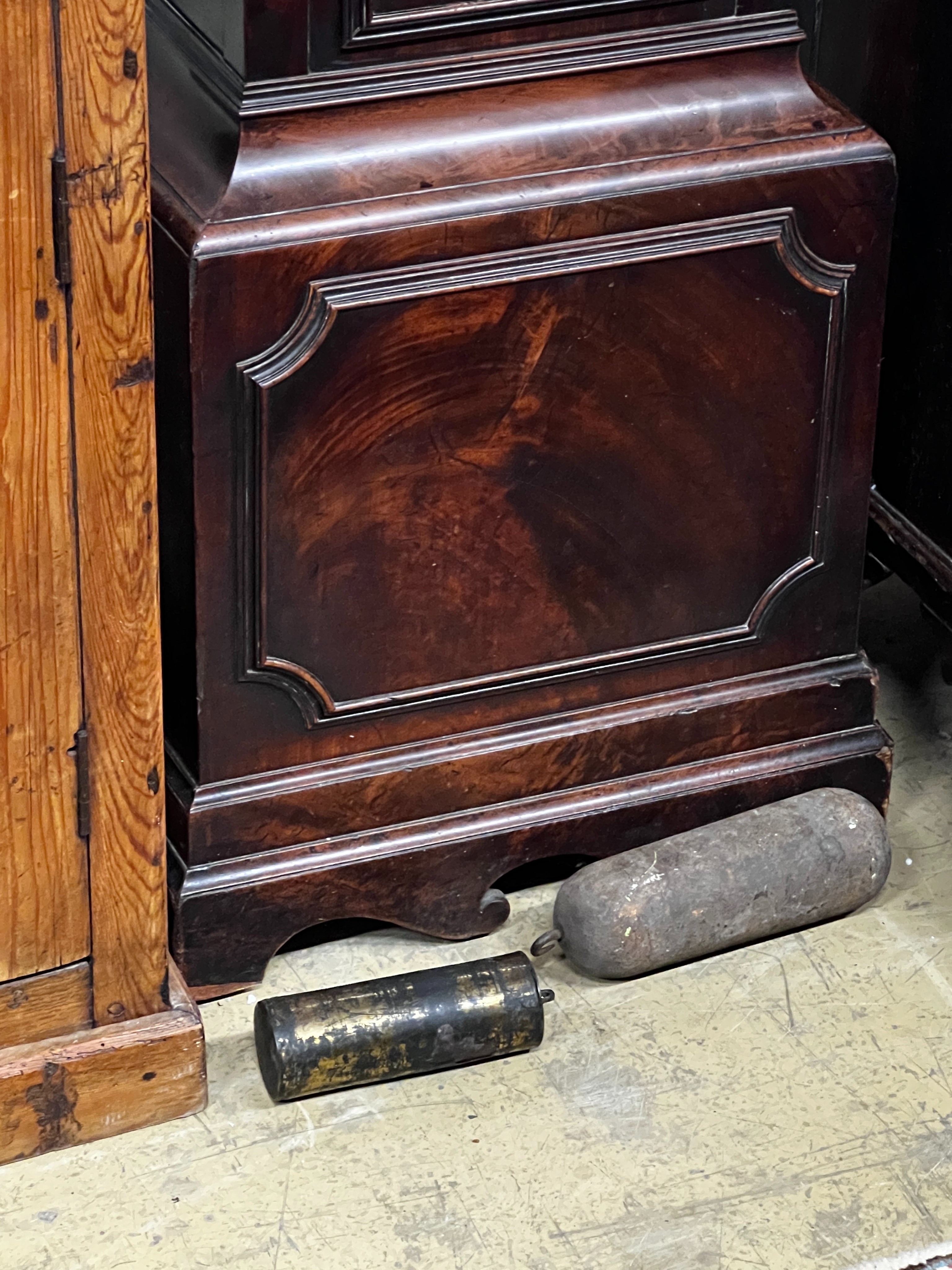 A George III mahogany 8 day longcase clock, the 12in arched silvered dial, marked Charles Bright, - Image 2 of 3