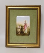 A Dresden porcelain plaque in velvet and gilt mount