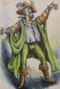 Modern British, watercolour, Costume design for 'Hamlet' First Player, 25 x 18cm