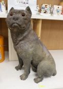 A large painted plaster model of a seated mastiff. 54cm tall