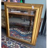 A 19th century rectangular giltwood and composition wall mirror with later plate, width 95cm, height