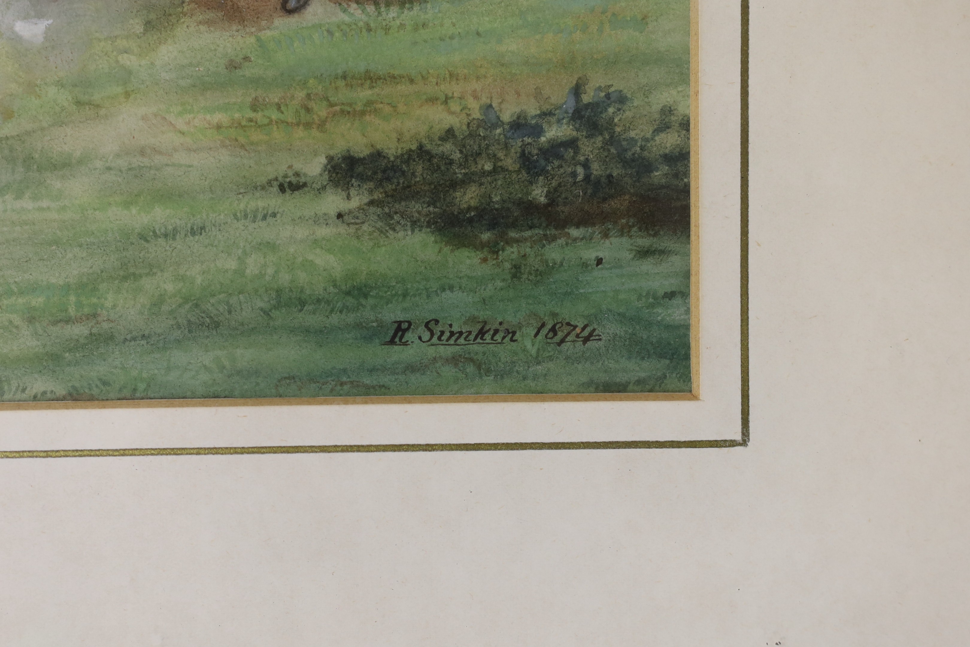 Richard Simkin (1840-1926), watercolour, Charging Cavalry, signed and dated 1874, 23 x 40cm - Image 3 of 3