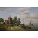 A. de Groote (1892-1947), oil on panel, Dutch estuary scene, signed, 42 x 66cm