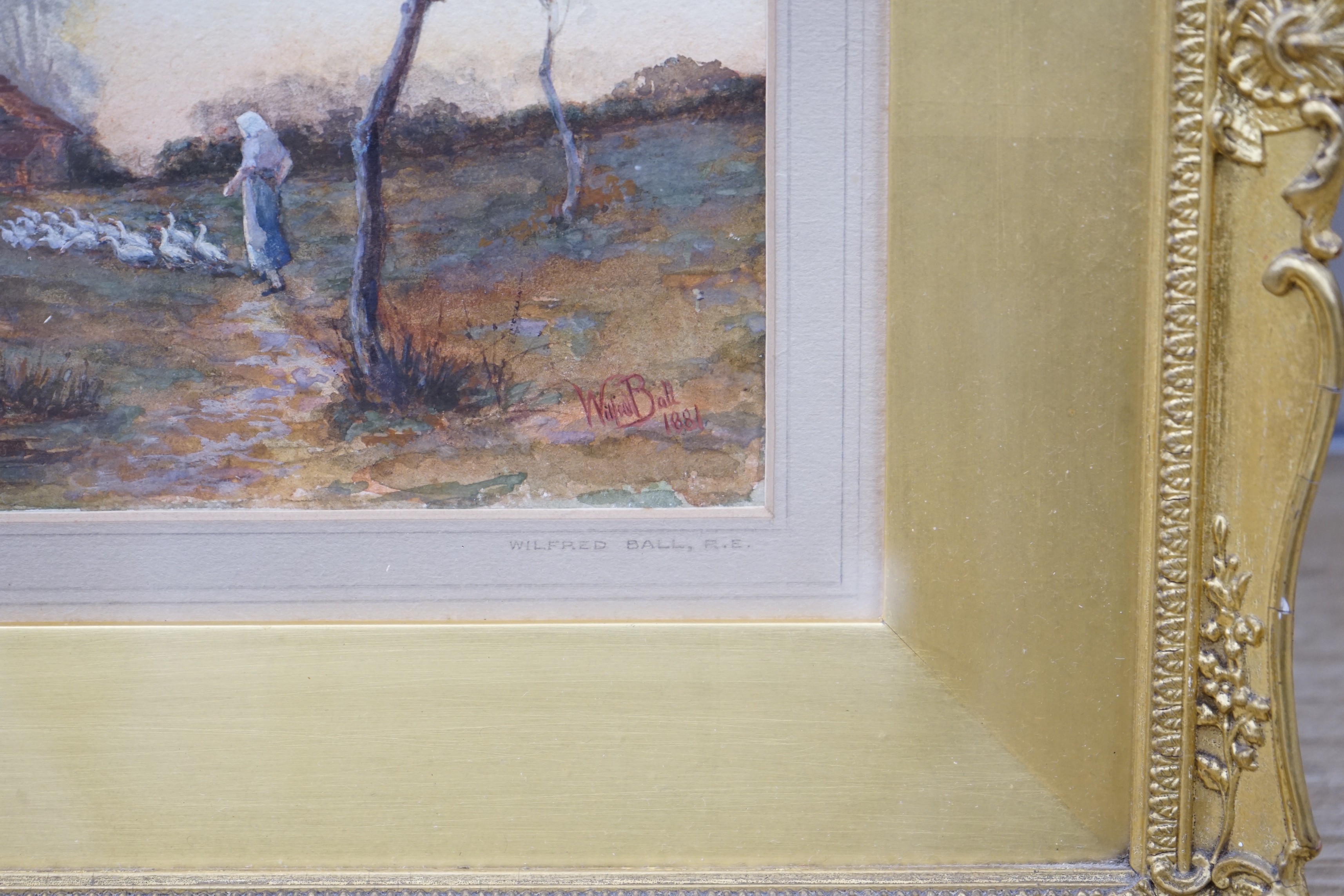 Wilfred Williams Ball (1853-1917), watercolour, ‘'Returning Home, Evening’, signed and dated 1881, - Image 3 of 5