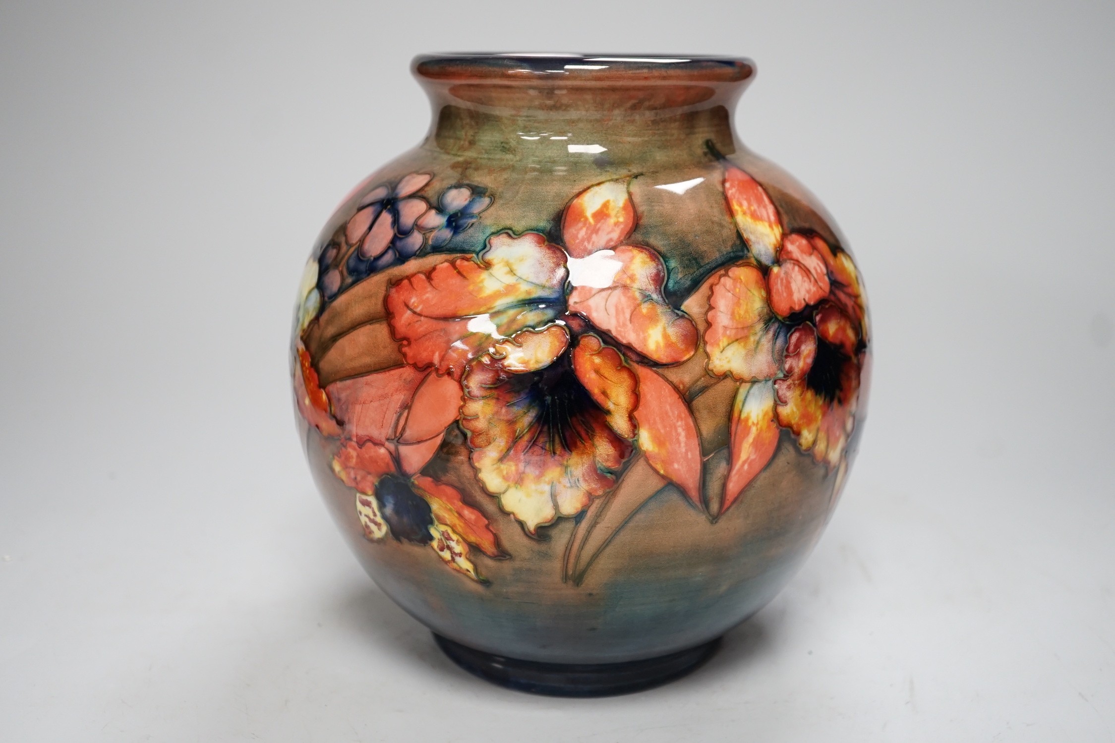 A Moorcroft flambé ‘orchid’ globe shaped vase, 21cm - Image 3 of 4