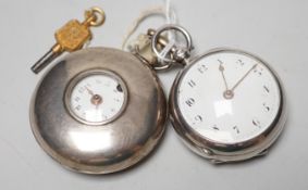 A 19th century silver keywind verge pocket watch, by Ralph Glover, Hyde Park Corner and a 19th