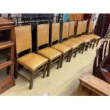 A set of eight 18th century style beech dining chairs