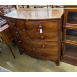 A Regency rosewood banded mahogany bowfront chest, width 108cm, depth 56cm, height 106cm