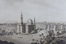 Havell after Henry Salt, coloured aquatint, View of Grand Cairo, number XXIII, visible sheet 51.5