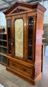 A Victorian satin birch wardrobe with bevelled glass front, length 124cm, depth 51cm, height