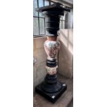 A 19th century ebonised porcelain mounted pedestal, height 105cm *Please note the sale commences