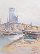 William Alister Macdonald (1861-1948), watercolour, 'Tower of St Rule, St Andrews from the harbour',
