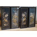 A group of four Chinese silkwork panels