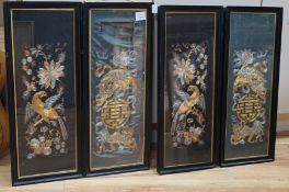 A group of four Chinese silkwork panels