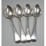 A set of four George III silver Old English pattern table spoons, Sarah & John William Blake,