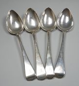 A set of four George III silver Old English pattern table spoons, Sarah & John William Blake,