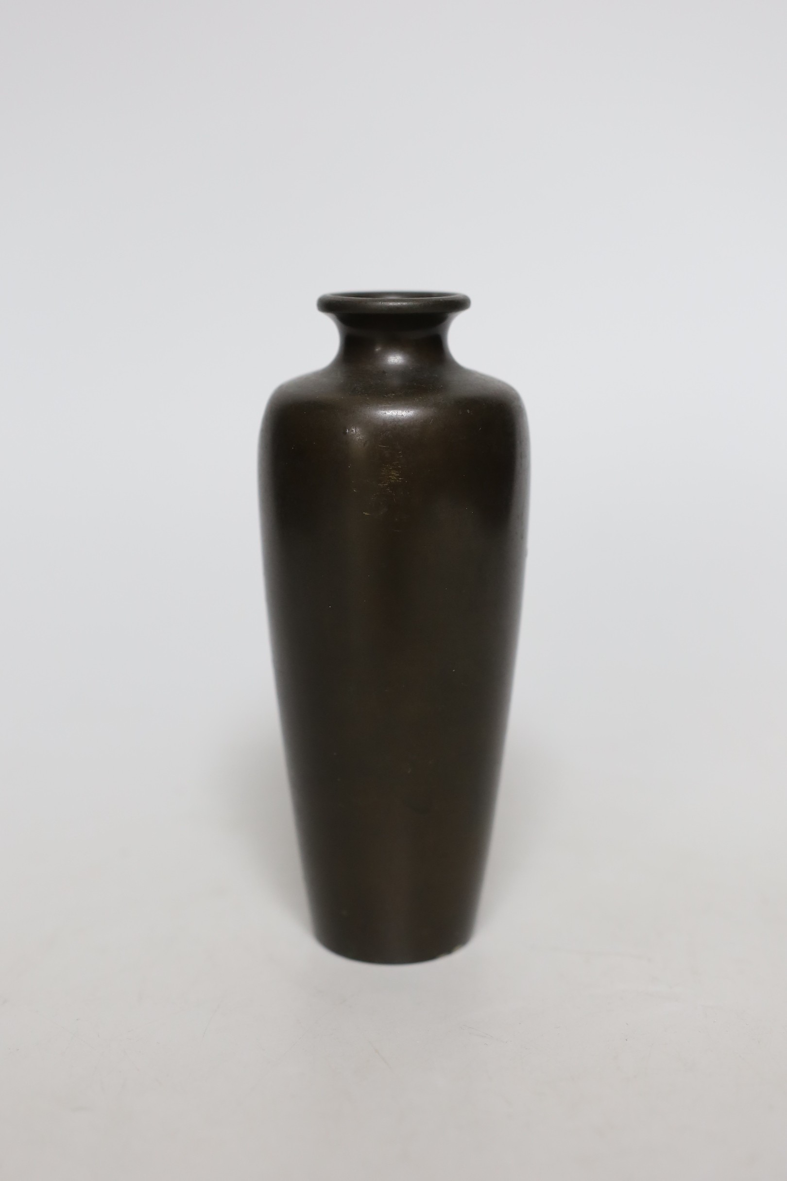 A Japanese bronze vase, inset with a mixed metal pheasant design, 15cm high - Image 2 of 2