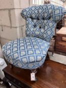 A Victorian button side chair, width 48cm, depth 44cm, height 74cm *Please note the sale commences