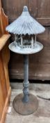 A cast iron and galvanised metal garden lantern / bird table, height 110cm *Please note the sale