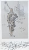 Charles Johnston Payne (Snaffles), two colour prints, 'Le Poilu' and 'Wipers', 43 x 34cm