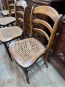 Three Victorian caned beech ladder back dining chairs *Please note the sale commences at 9am.