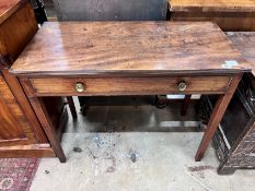 A George III mahogany side table with single drawer, width 91cm, depth 44cm, height 72cm *Please