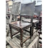 A set of six 17th century style oak dining chairs with leather upholstery *Please note the sale