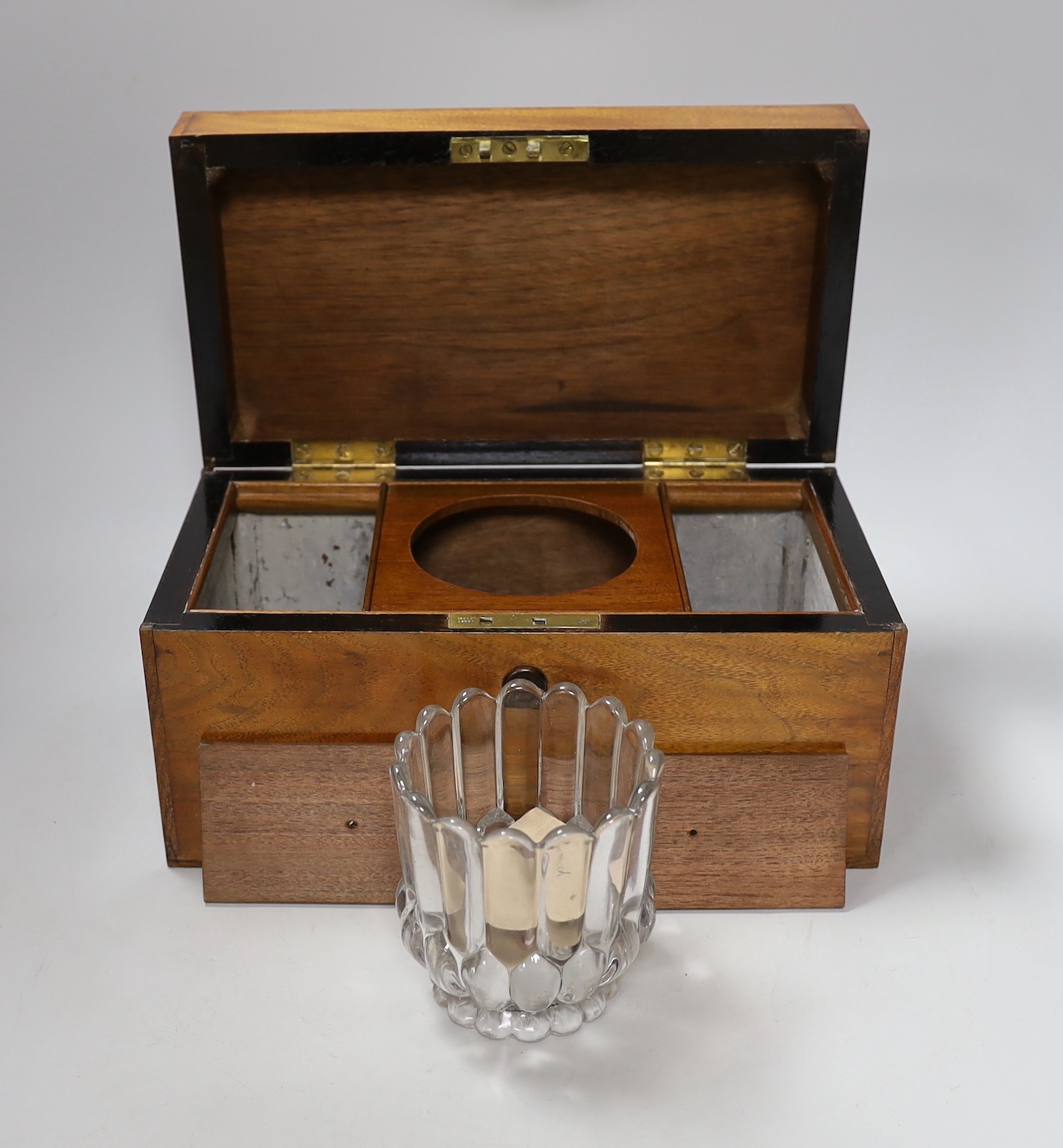 A 19th century with later inlay mahogany tea caddy, 31cms wide, 16cms high - Image 2 of 2