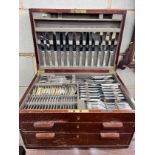 A Mappin & Webb canteen of silver plated cutlery and flatware, with two drawer case, width 47cm,