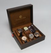 Five gentleman's assorted modern steel or gilt metal Constantin Weisz wrist watches including